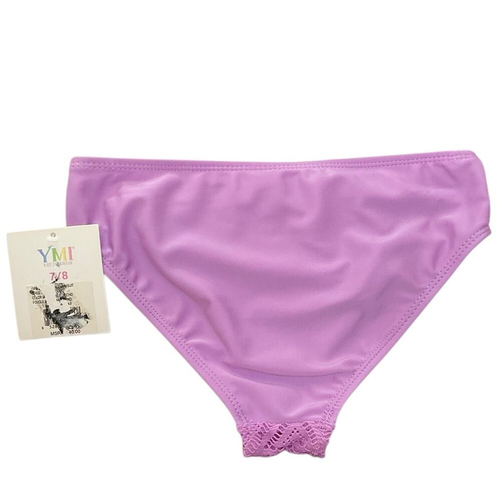 YMI Girl’s 3 Tiered Swimsuit Purple Crochet Tankini Bikini Size 7/8 NWT - Picture 6 of 7